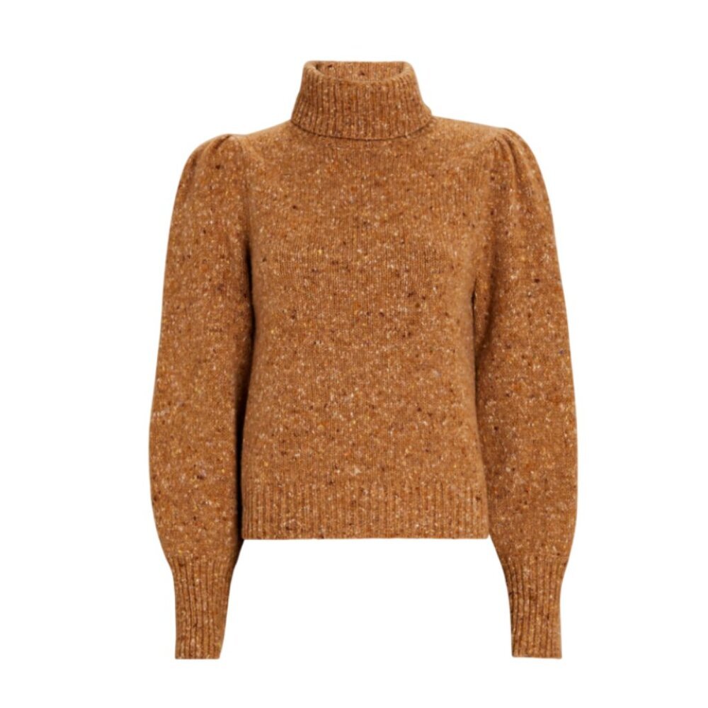 ALC Nadia Sweater Womens Large Brown Wool Cashmere Turtleneck Puff Long Sleeve